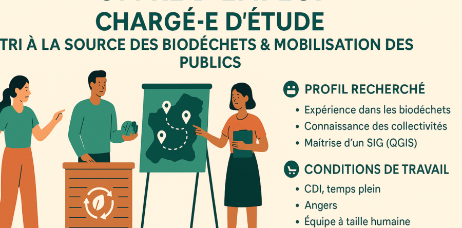 Offre d’emploi : Chargé d’études “Tri à la source des biodéchets et mobilisation des publics-cibles”